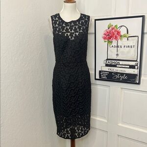 NWT Milly Luna Black Embroidered Midi Dress Size 6